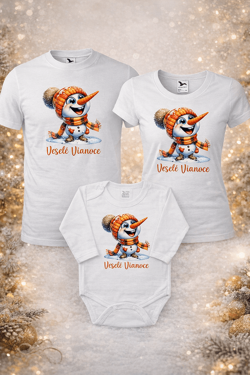 set rodinnych tričiek a bodyčko Snehuliak mk